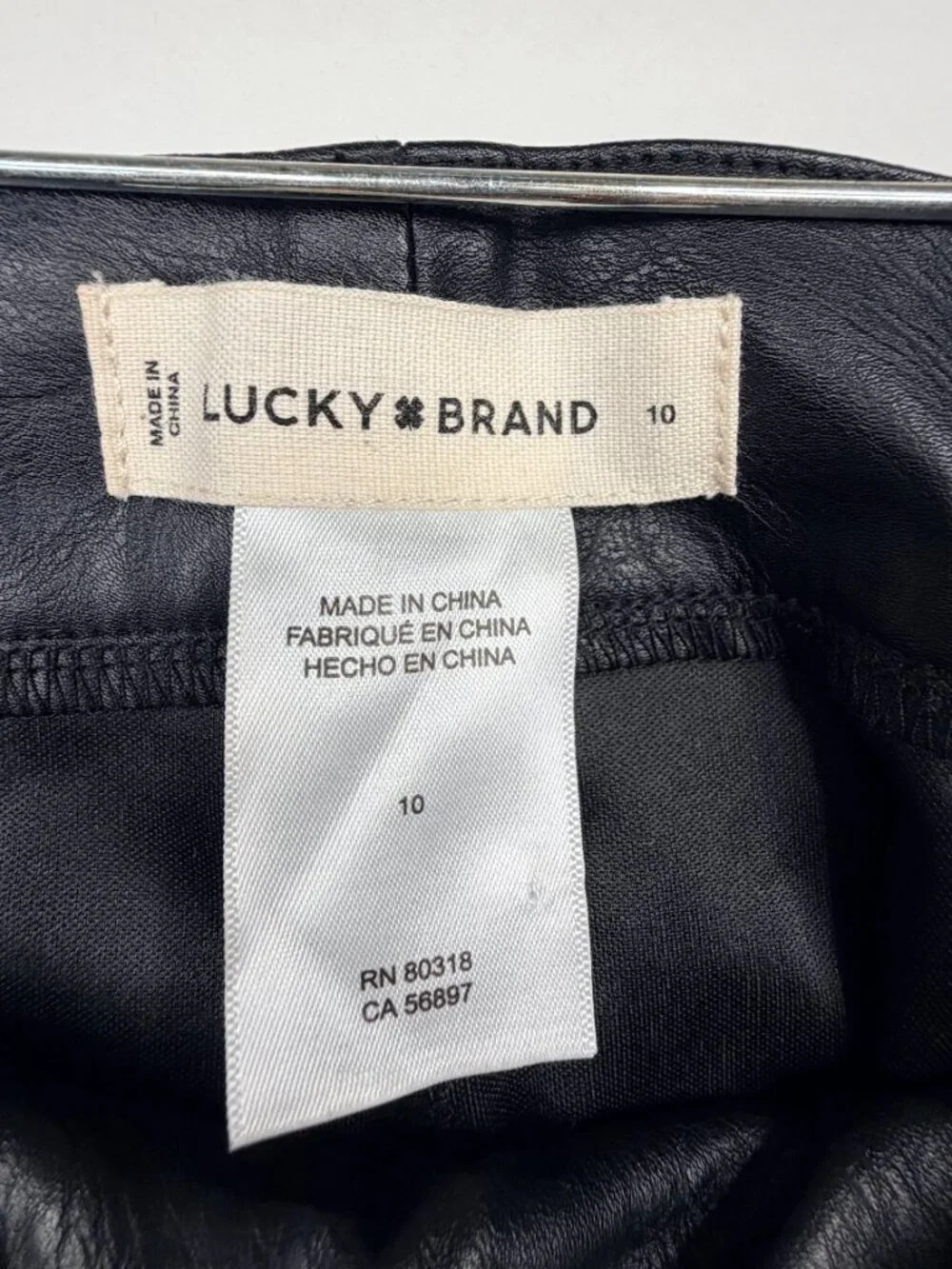 Lucky Brand Faux Leather Wide-Leg Trouser High Rise Coated Black 10 #A3832